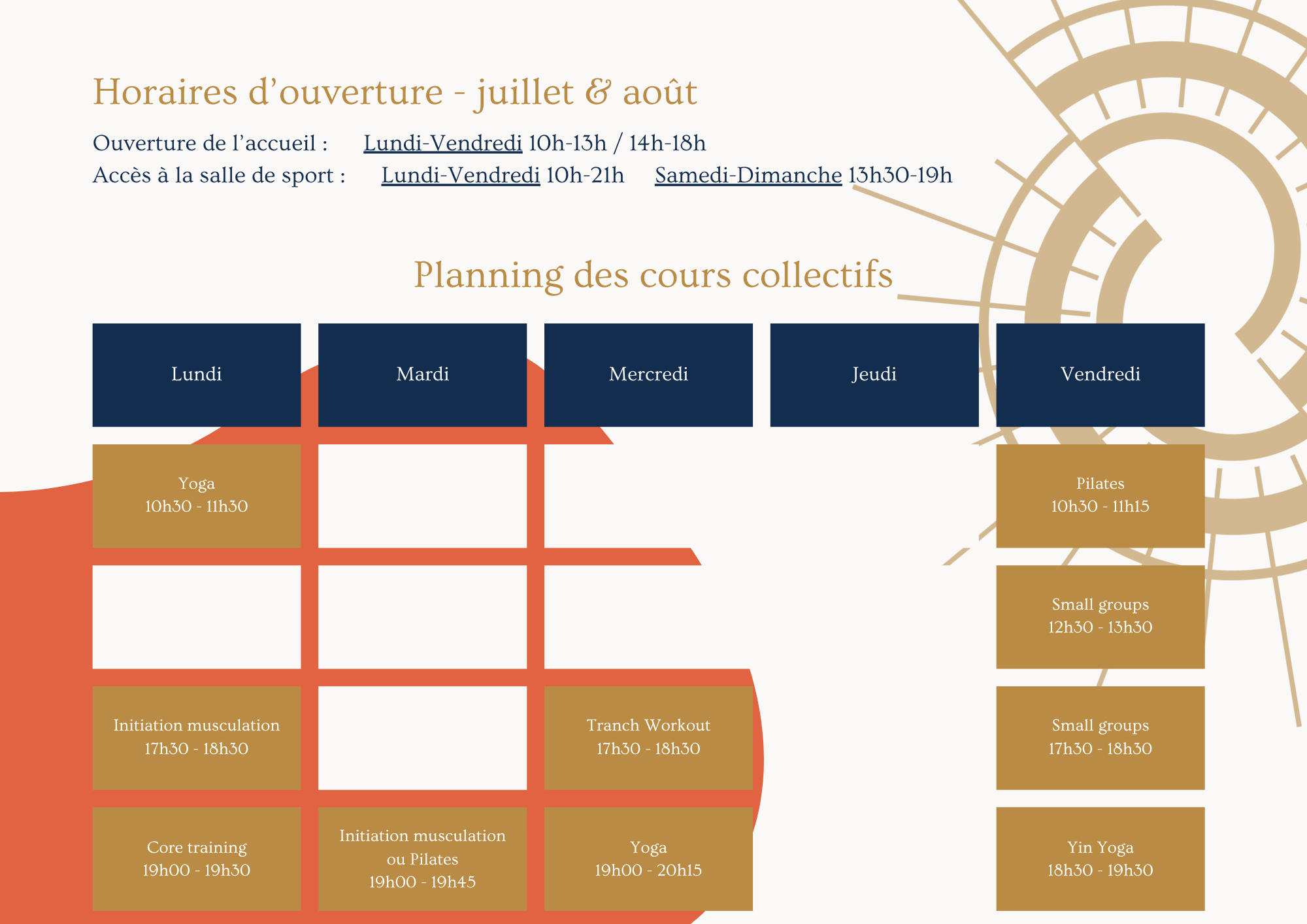 Horaires juillet & août