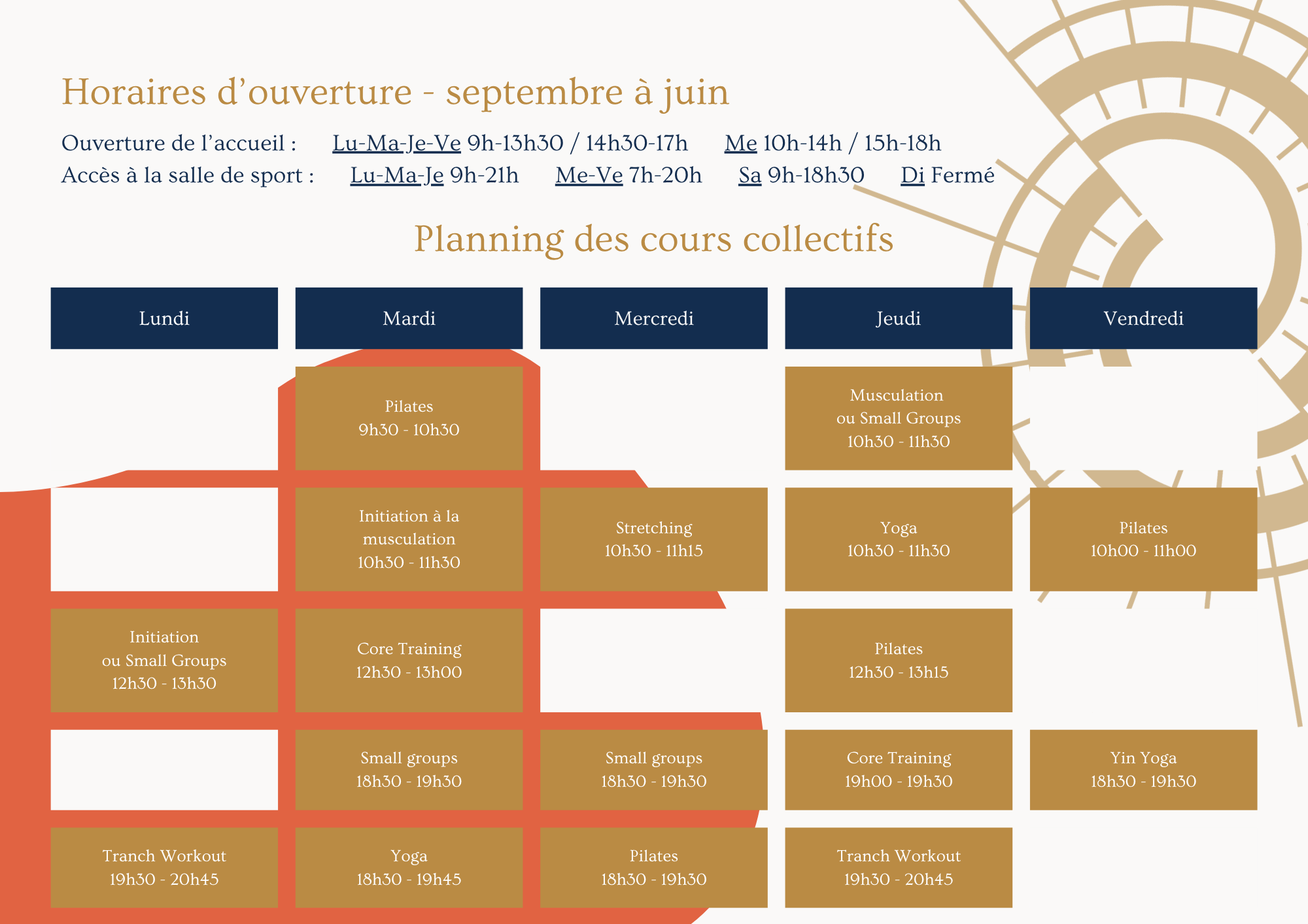Horaires septembre à juin